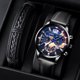 thumbnail image 2 of Relojes deportivos de moda para hombre, pulsera de cuero de lujo, reloj con calendario de cuarzo para hombre, reloj luminoso informal de negocios, reloj para hombre Tan Jianjun unisex, 2 of 2