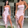 thumbnail image 2 of Bebetter Y2K Irregular Ruffle Bandeau Maxi Dress A, 2 of 2