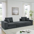 thumbnail image 3 of 79.5" Modular Cloud Sectional Couch, Modern Upholstered L-Shaped Sofa with Removable Ottoman, Deep Seat Sleeper Couch with Throw Pillows for Living Room, Apartment, Small Space, Grey, 3 of 7
