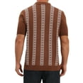 thumbnail image 3 of Men's Jacquard Polo Shirt Short Sleeve Button Down Knitted Golf Polo Shirts M Brown, 3 of 6