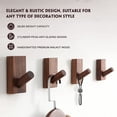 thumbnail image 4 of Wood Wall Hooks 4 Pack Wooden Coat Hooks Wall Mounted for Hanging Clothes Bags Hats (Walnut), 4 of 8