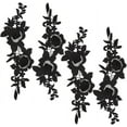 thumbnail image 5 of 2Pairs 14.2x4.3 Inch Black Embroidery Patch Flower Lace Fabric Sewing Floral Rose Patches Trim Applique Lace, 5 of 7