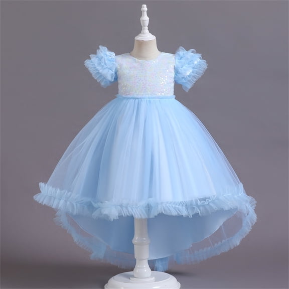 WSMEA Dresses for Girls Fancy Spring Party Colorful Train Gown Birthday Party Size Sun Dress