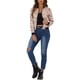 thumbnail image 2 of Chaqueta bomber para mujer Inspire Chic, corte slim, ligera, con cremallera, color beige, 2 of 6