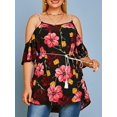thumbnail image 1 of Blusa de Hombros Al Aire con Estampado Floral de Talla Extra Rosegal Blusas Tallas Grandes, 1 of 5