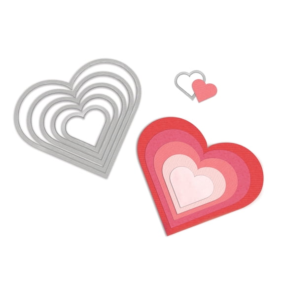 Sizzix Framelits Cutting Dies, Hearts, 6 Pack