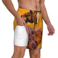 thumbnail image 3 of Picia Cliff Western Cowboy pattern Mens Swim Trunks with Compression Liner Stretch Beach Shorts Quick Dry with Zipper Pockets No-Chafing Board Shorts-Medium, 3 of 9