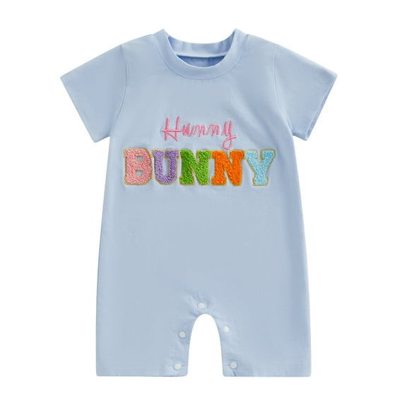 Bagilaanoe Newborn Baby Girl Boys Summer Jumpsuit Shorts Letter Embroidered Short Sleeve Bodysuit 3M 6M 12M 18M Infant Casual One Piece Romper