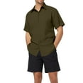 thumbnail image 2 of Men's Casual Short Sleeve Button Down Shirt Solid Color Summer Beach Relaxed Fit Collared Shirt with Pocket for Everyday Wear, 2 of 7