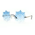 thumbnail image 2 of Die Cut Snow Flake Shape Rimless Retro Round Sunglasses Gold Blue, 2 of 4