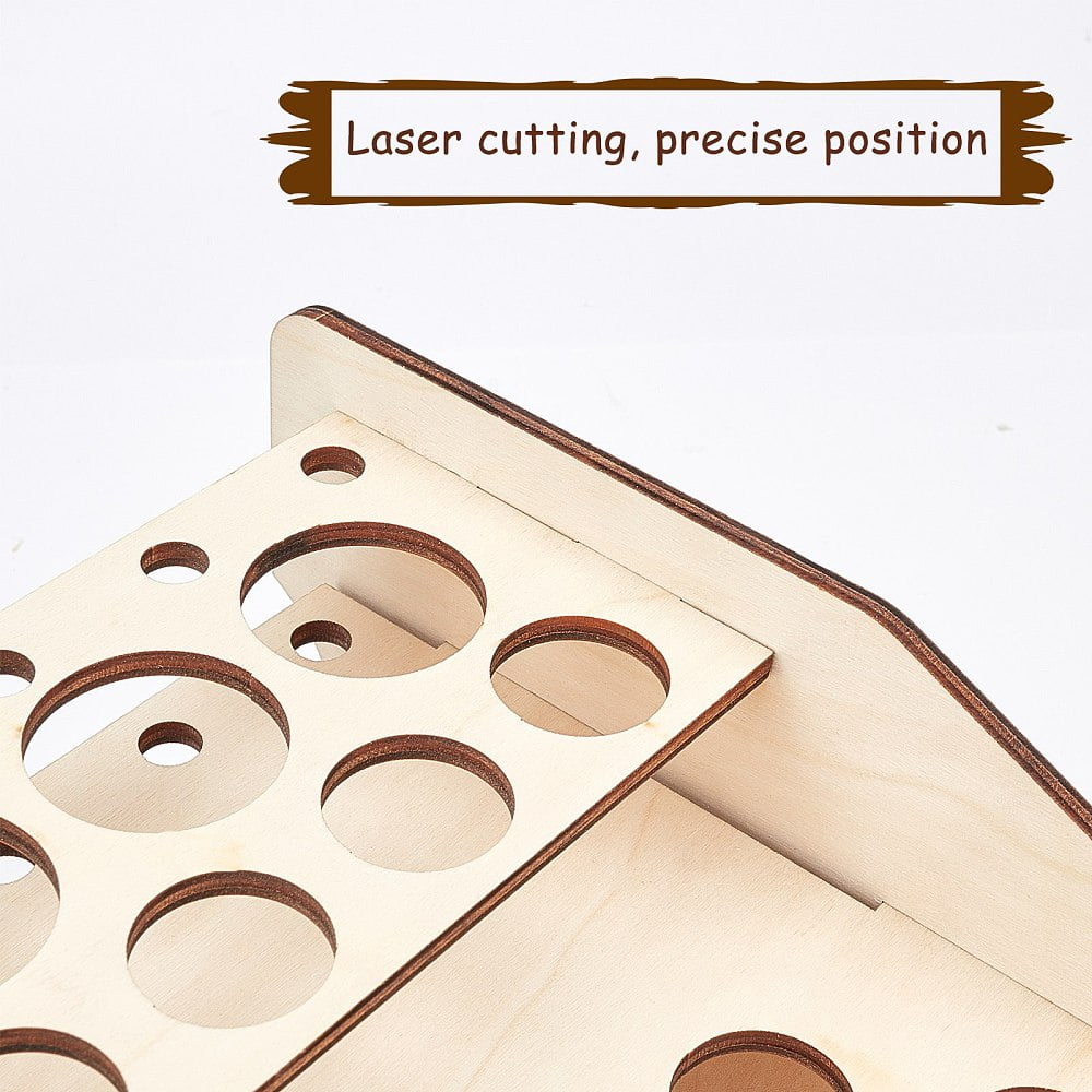 1 Set Basswood Leathercraft Tools Storage Rack Spool Thread Stand DIY Leather Craft Punching BurlyWood Finished Product: 29.8x40.7x14cm