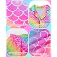 thumbnail image 3 of Girls Pajamas Silk PJS Set Rainbow Unicorn Sleepwear Short Sleeve Long Pants Jammies for Toddler Kids, 3 of 6