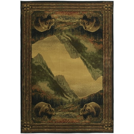 Mountain Lodge Decor United Weavers Hautman Area Rugs - 132-54043 Southwestern Lodge Lodge Border Grizzly Bear Mountain Rug ()