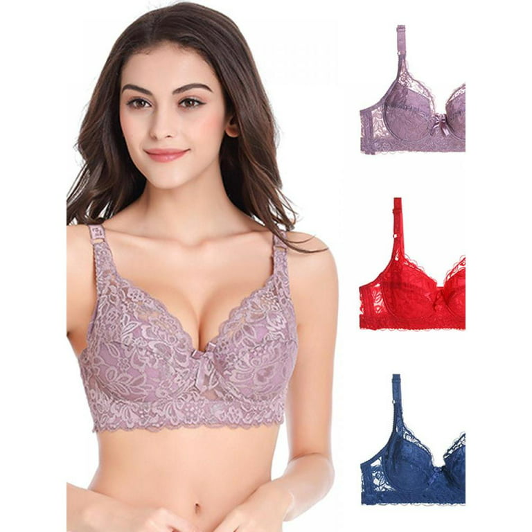 Clearance!New Style Ladies European And American Fashion Full Lace  Underwear Thin Cotton Large Size Adjustable Bra