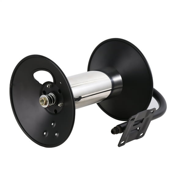 TOHU 4000Psi Pressure Washer Hose Reel - Manual Crank 100 Ft Floor and Wall Mount with Smooth Rewind