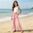 thumbnail image 4 of Cethrio Girls Cotton Linen Outfit Sets Size 7-8 T, 2 Piece Sleeveless Casual Kids' Summer Clothing Sets Pink, 4 of 7