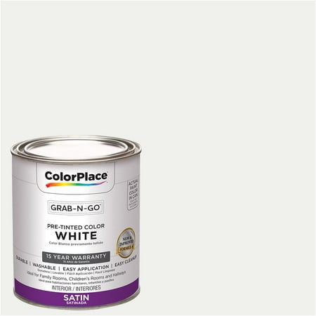 ColorPlace Pre Mixed Ready To Use, Interior Paint, White, Satin Finish,