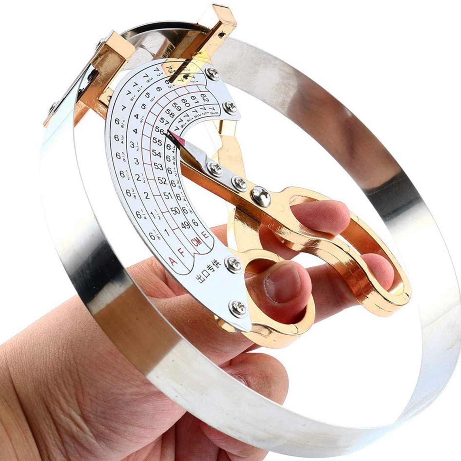 Apooke Scissor Type Hat Ruler with Clear Scale Hand Held Milliners Sizer Cap Hat Size Measuring Tool Stainless Steel & Brass