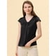 thumbnail image 3 of Allegra K Blusa De Satén Para Mujer, Oficina De Trabajo, Cuello En V, Manga Casquillo, Top Elegante Negro M, 3 of 5