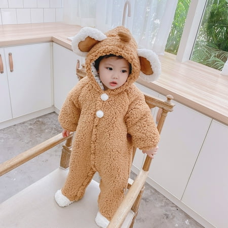 

DAETIROS Silky Soft Jumpsuit One-piece Prevalent Cute Funny Daily Newborn Baby Girls Boys Rompers Khaki