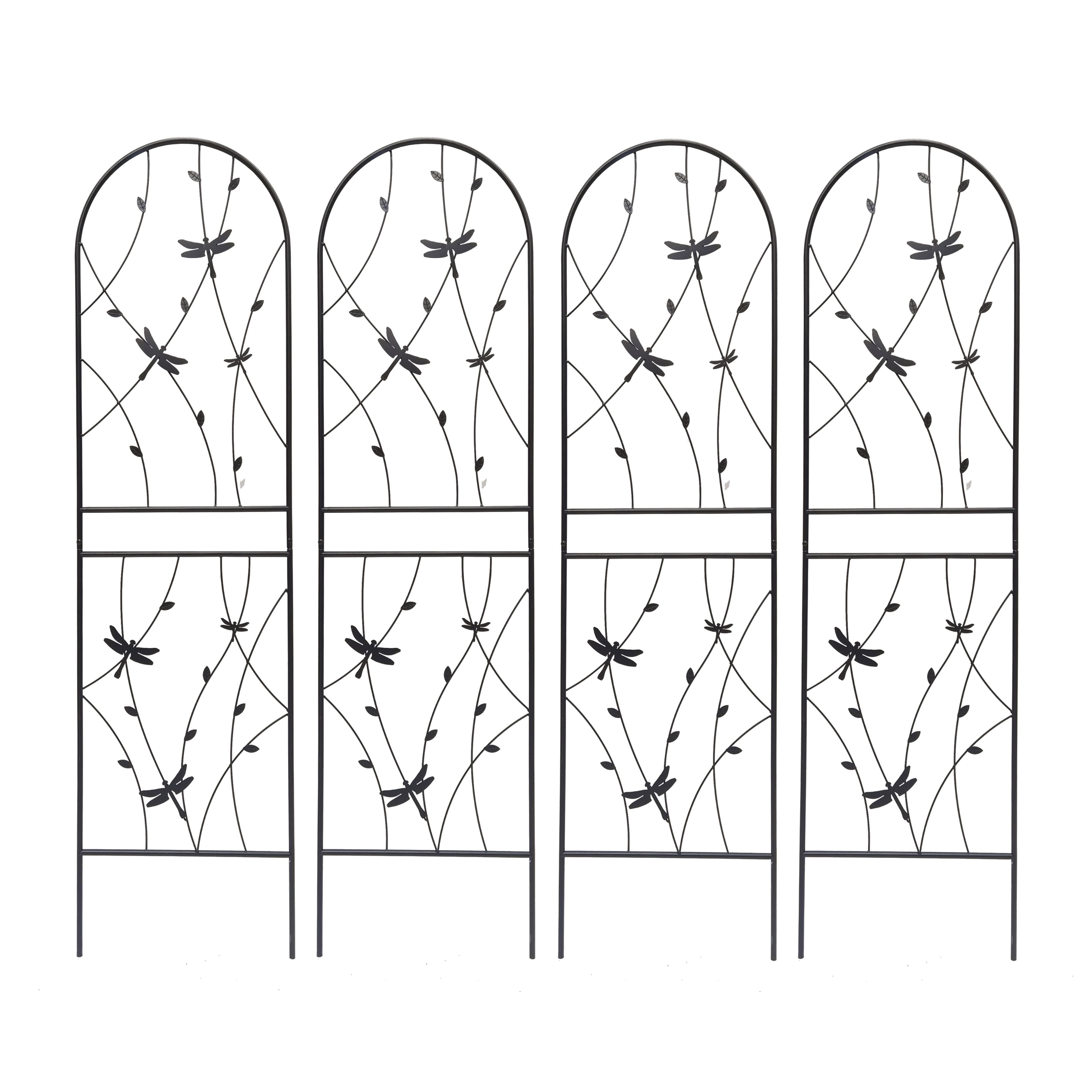 Yoneston 4 Pack Metal Garden Trellis, 71" x 19.7"U-Shaped Garden Pergola, RustProof and Sturdy for Climbing Plants and Outdoor Decoration, Black