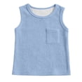thumbnail image 3 of Bmisegm Boys T Shirts Sleeveless Crew Neck Tank with Pockets Casual Athletic Soft Workout Tops Light Blue,2-3 Years, 3 of 5