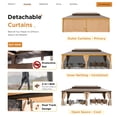 thumbnail image 3 of EROMMY 12'x24' Hardtop Gazebo, Galvanized Steel Double Roof with Wood Grain Aluminum Frame, Outdoor Gazebo with Curtains and Nettings for Patio, Backyard and Deck, 3 of 6
