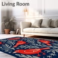 thumbnail image 2 of ODIKA 4'x6' Machine Washable Non-Slip Area Rug, Frosty Meadow Songbird Joyful Celebration Platform High Traffic Rug with Pad, Red, 631480, 2 of 8