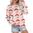 thumbnail image 4 of Women's Casual Long Sleeve Round Neck Sweatshirt Fit Pleated Top with Christmas Print for Fashionable Holiday Outfits and Comfortable Wear,Red,S, 4 of 6
