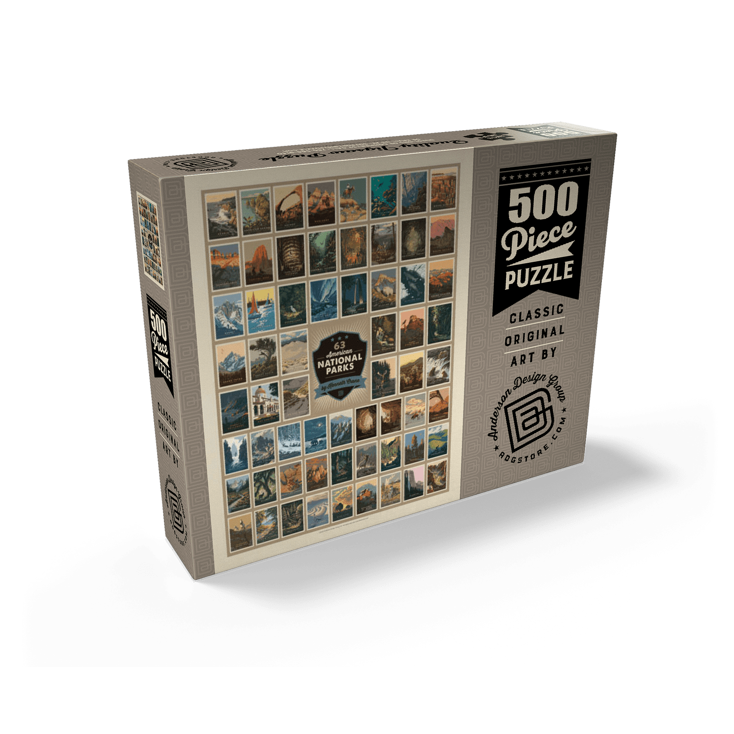 MyPuzzle - 63 American National Parks: By Kenneth Crane, Vintage Poster - Premium 500 Piece Jigsaw Puzzle for Adults