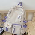 thumbnail image 5 of Vibrant Color Block Nylon Backpack - Spacious Multiple Pockets Travel Schoolbag with Durable Zipper Closure, Polyester Lining, and Stylish Aesthetic Design, 5 of 5