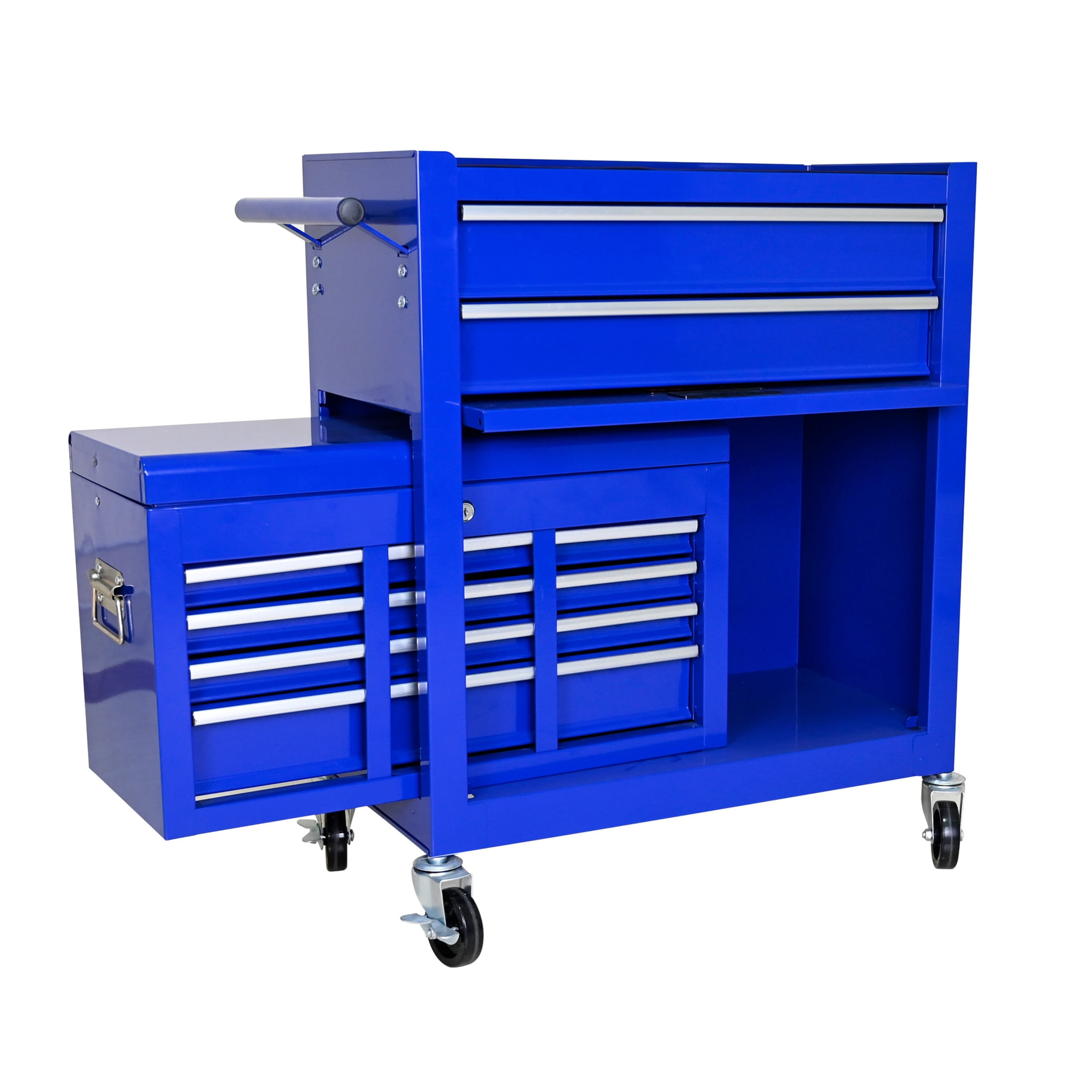 Noble House Heavy-Duty Rolling Tool Chest, 8-Drawer Steel Storage Box Organizer with Detachable Box, Blue
