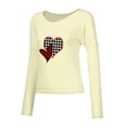 thumbnail image 4 of Babysbule Womens Valentine's Day New Arrivals Tops Women Fashion Casual Print V-Neck Loose Long Sleeve T-shirt Blouse Pullover, 4 of 6