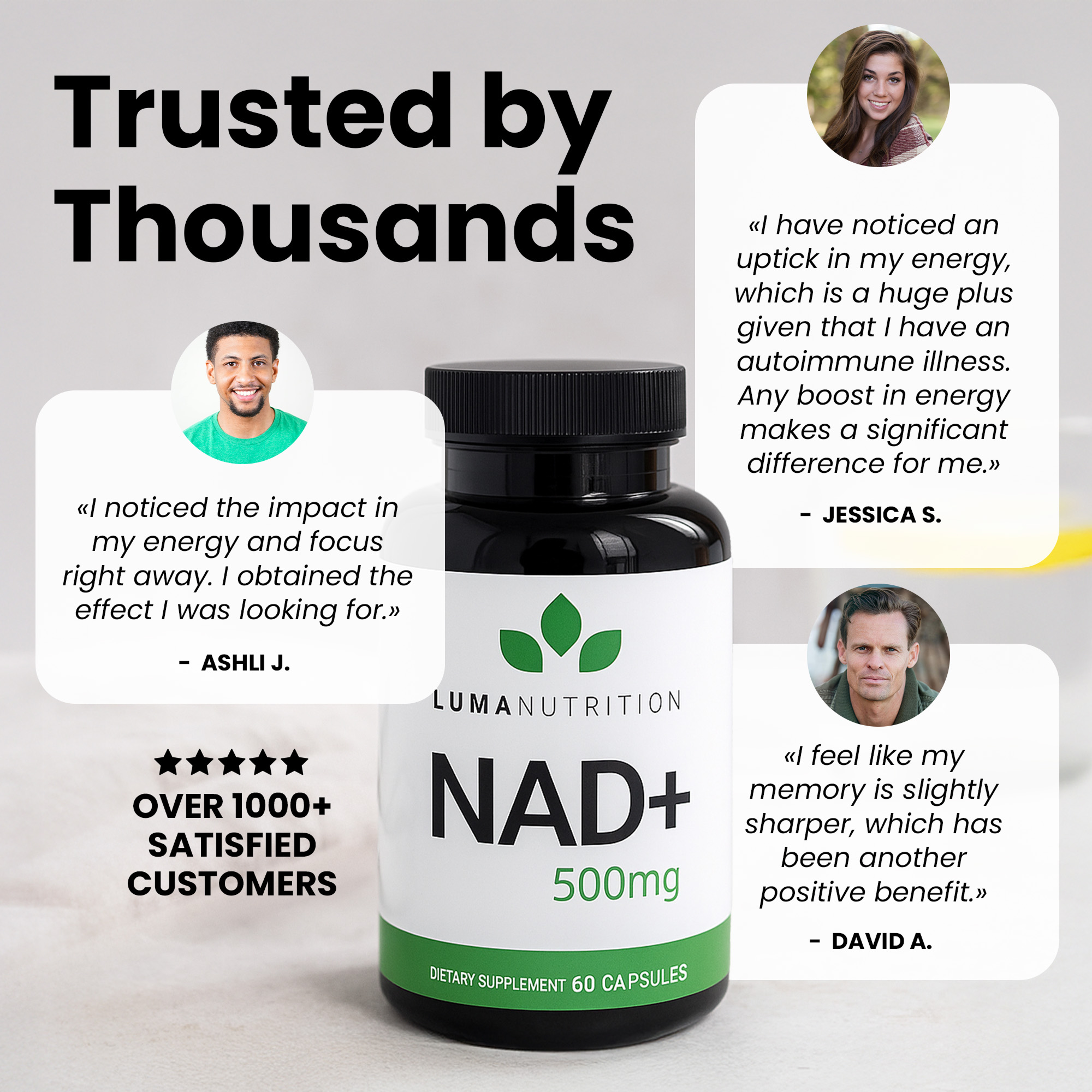 Luma Nutrition NAD+ Supplement 500mg Per Serving (250mg per Capsule) – Aging Plus Energy, Metabolism & Cellular Support – Pure NAD Supplements for Women & Men, Made in USA