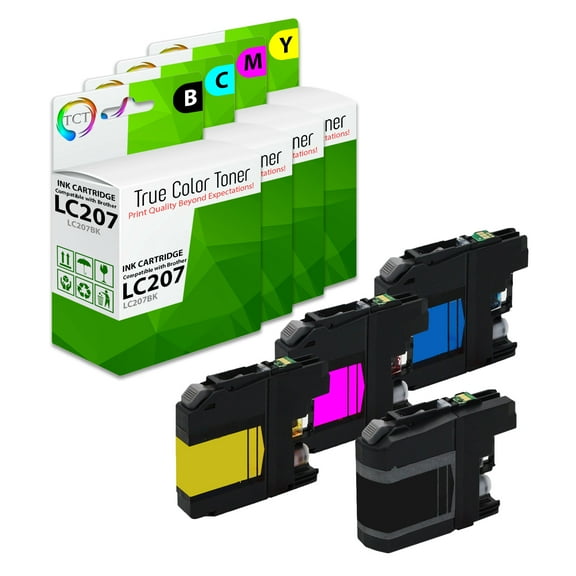 TCT LC207 LC205 Ink Cartridge 4 Pack - Compatible With Brother LC207 LC205 LC207BK LC205C LC205M LC205Y