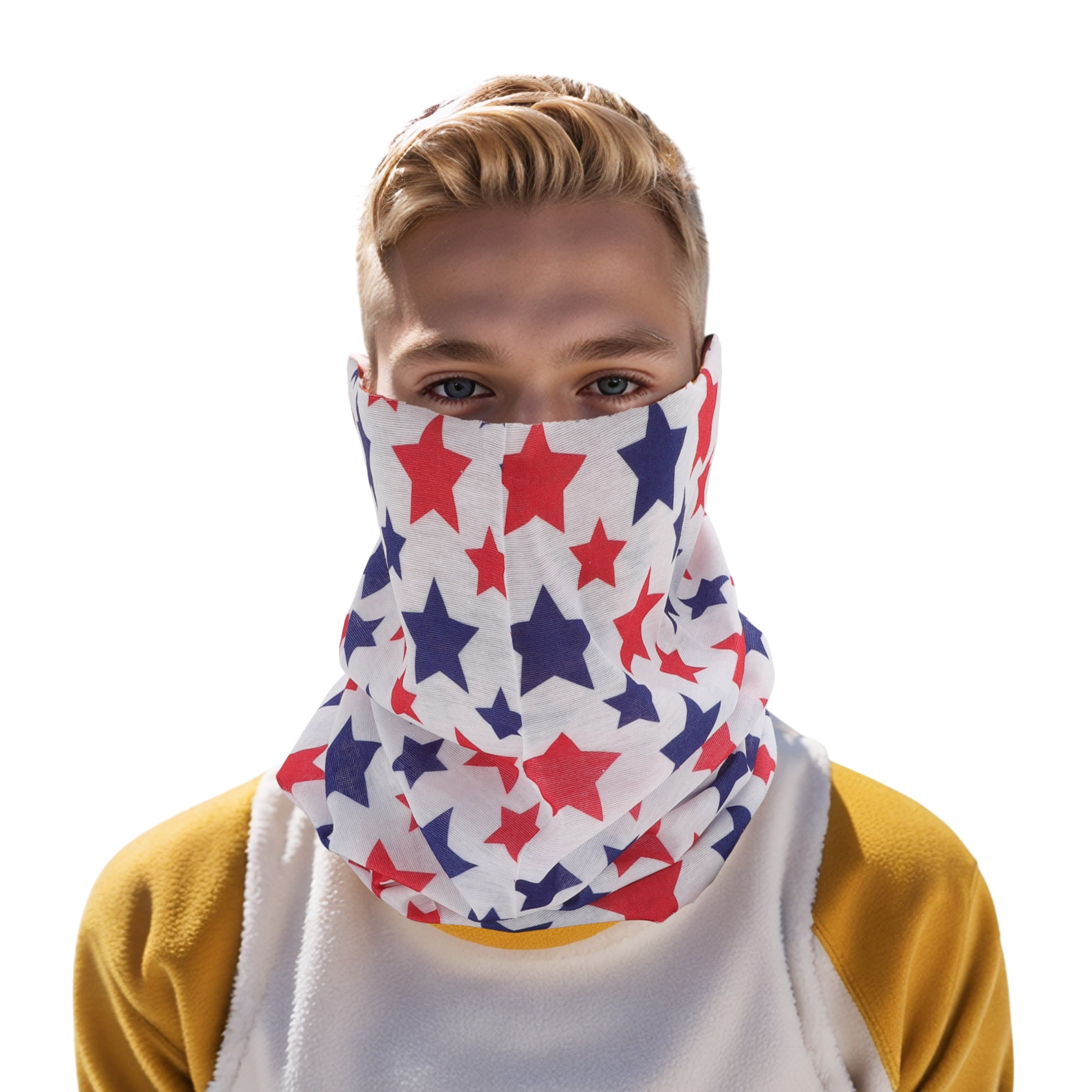 Unique Bargains Stars Pattern Face Scarf Mask Red White 1 Pc