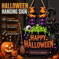thumbnail image 3 of Halloween Wooden Door Wreath Sign, Happy Halloween Witch Feet Wall Decor with Black Cat & Spider for Front Door, Porch & Farmhouse Display, 3 of 8