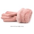 thumbnail image 3 of Dyfzdhu Women Winter Touchscreen Gloves For Cold Weather, Chenille Warm Cable Knit Elastic Cuff Texting Thermal Gloves For Driving Pink, 3 of 4