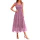 thumbnail image 1 of Vestido PRETTYGARDEN Midi de Tul Morado Sin Mangas con Fruncido Talle L, 1 of 7
