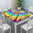 thumbnail image 3 of Colorful Rainbow Tie Dye Spiral Pattern Square Fitted Tablecloth with Elastic Edge,Square Table Cover,Washable Elastic Table Cover for Home Kitchen Party Decor 34"x34", 3 of 6