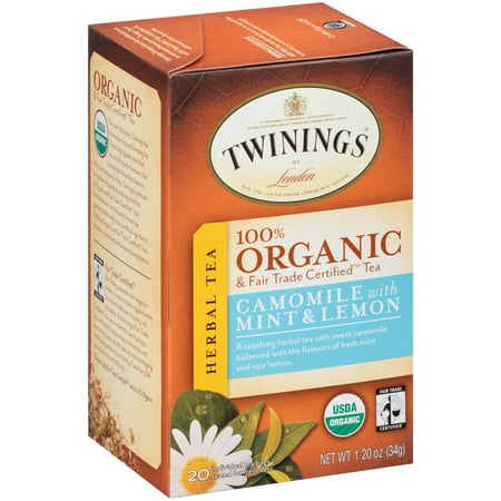 Twinings de Londres? 100% bio et commerce équitable certifié? Calme la nuit Tisane 20 sachets de thé ct 1,20 oz. Boîte