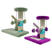 Penn-Plax Sisal Scratching Pad & Tower Cat Toy with Hanging Toys and Sisal Post