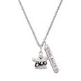 thumbnail image 1 of Delight Jewelry Silvertone BOO Ghost Silvertone Balance Bar Charm Necklace, 23", 1 of 4