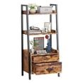 thumbnail image 3 of Fabato 3 Tier Display Bookcase w/Ladder Shelves & Metal Frame, Rustic Brown, 3 of 6