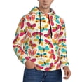 thumbnail image 2 of Pofeuu Colorful Butterflies Print Mens Casual Hooded Collar Drawstring Hoodies Pullover Sweatshirts Casual Long Sleeve Shirts-Small, 2 of 7