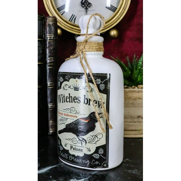 Ebros 5.5"H Ceramic Mad Doctor Small Container w/ Cork Lid (Witches Brew Raven)