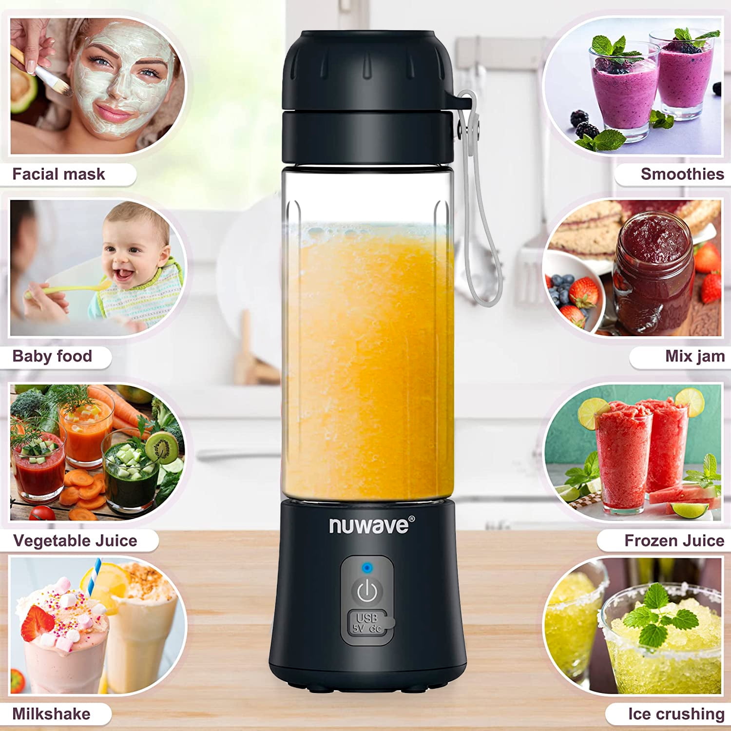 Nuwave 18 oz Portable Blender for Shakes and Smoothies with 6-Piece-Blade for Crushing Ice and Fruit