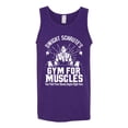 thumbnail image 2 of Dwight Schrute's Gym for Muscles Pop Culture Mens Graphic Tank Top, Purple, Large, 2 of 3