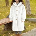 thumbnail image 4 of Fesfesfes Childrens Solid Color Hooded Faux Coat Winter Girls Long Thick Padded Jacket Medium Thick Warm Outerwear for Kids Casual Daily Wear Fleece Lined Mid Length Coat(White#2,5 Years), 4 of 9