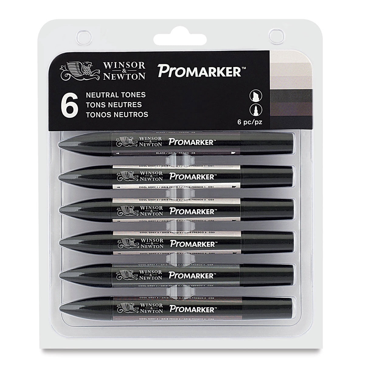 Winsor & Newton ProMarker Set, 6-Markers, Neutral Tones